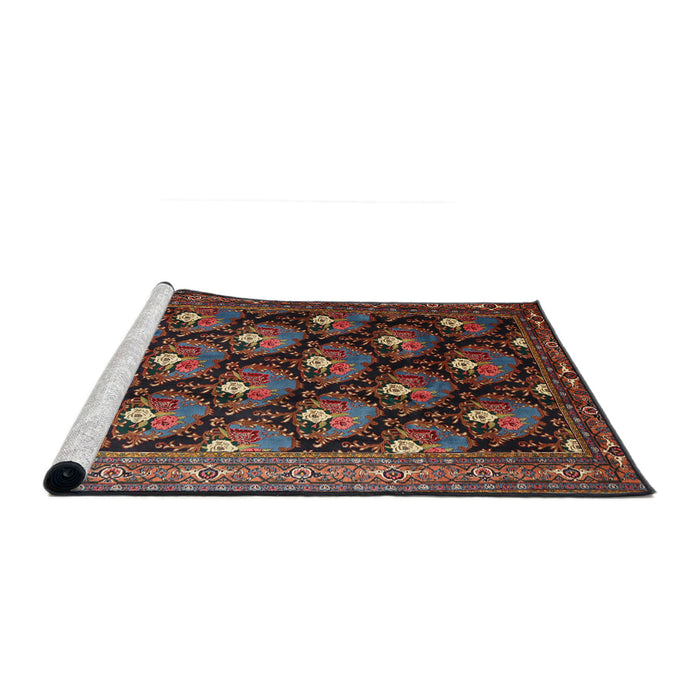 Sideview of Machine Washable Traditional Dark Almond Brown Rug, wshtr1488