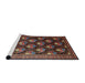 Sideview of Machine Washable Traditional Dark Almond Brown Rug, wshtr1488