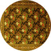 Round Machine Washable Persian Yellow Traditional Rug, wshtr1488yw