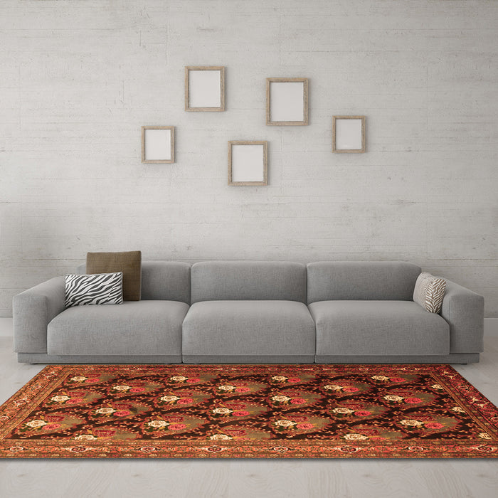 Machine Washable Persian Orange Traditional Area Rugs in a Living Room, wshtr1488org