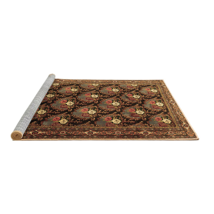 Sideview of Machine Washable Persian Brown Traditional Rug, wshtr1488brn