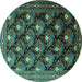 Round Persian Turquoise Traditional Rug, tr1488turq