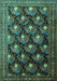 Machine Washable Persian Turquoise Traditional Area Rugs, wshtr1488turq