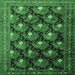 Square Machine Washable Persian Emerald Green Traditional Area Rugs, wshtr1488emgrn
