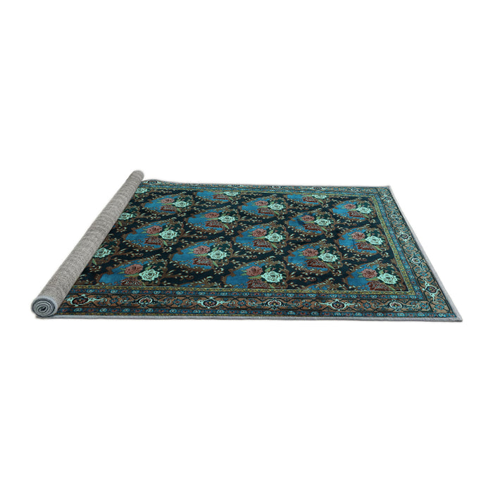 Sideview of Machine Washable Persian Light Blue Traditional Rug, wshtr1488lblu
