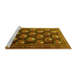 Sideview of Machine Washable Persian Yellow Traditional Rug, wshtr1488yw