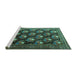 Sideview of Machine Washable Persian Turquoise Traditional Area Rugs, wshtr1488turq