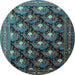 Round Machine Washable Persian Light Blue Traditional Rug, wshtr1488lblu