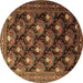 Round Persian Brown Traditional Rug, tr1488brn