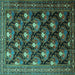 Square Machine Washable Persian Turquoise Traditional Area Rugs, wshtr1488turq