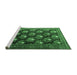 Sideview of Machine Washable Persian Emerald Green Traditional Area Rugs, wshtr1488emgrn