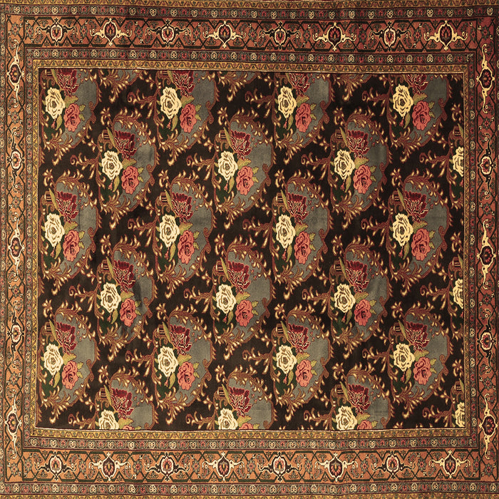 Square Persian Brown Traditional Rug, tr1488brn