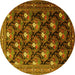 Round Persian Yellow Traditional Rug, tr1488yw