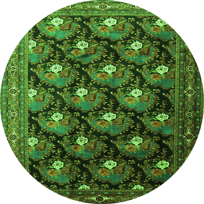 Square Persian Green Traditional Rug, tr1488grn