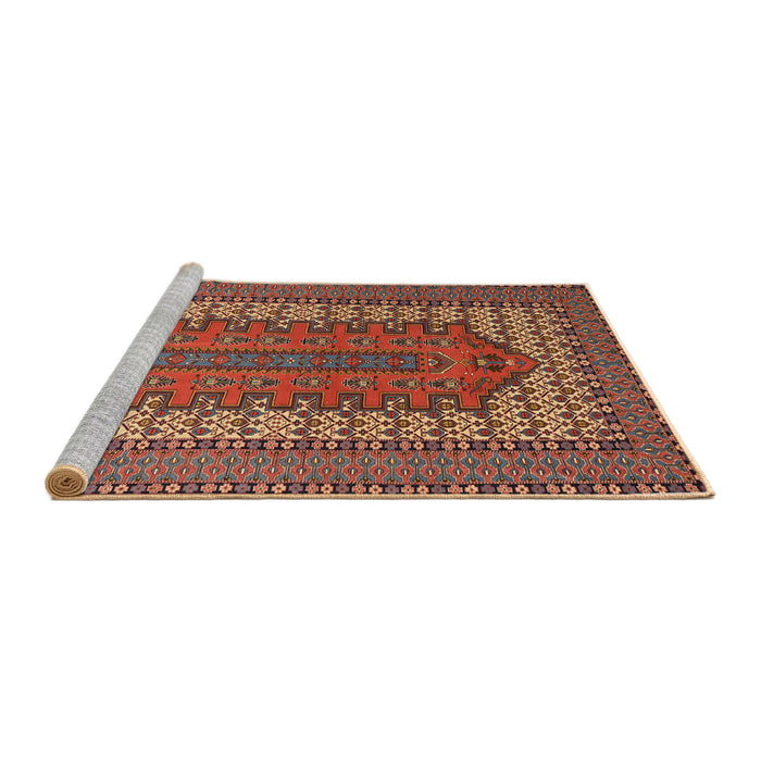 Sideview of Machine Washable Traditional Tomato Red Rug, wshtr1489