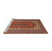 Sideview of Machine Washable Traditional Tomato Red Rug, wshtr1489