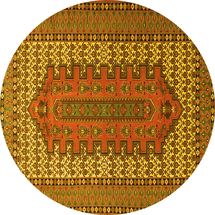 Round Persian Yellow Traditional Rug, tr1489yw