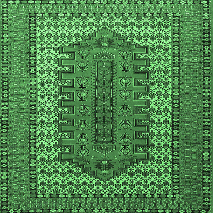 Square Machine Washable Persian Emerald Green Traditional Area Rugs, wshtr1489emgrn