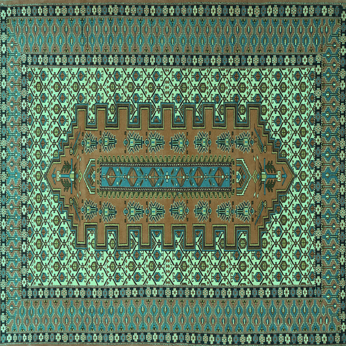 Square Persian Turquoise Traditional Rug, tr1489turq