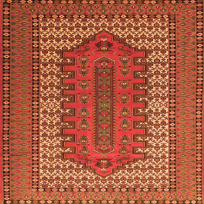 Round Machine Washable Persian Orange Traditional Area Rugs, wshtr1489org