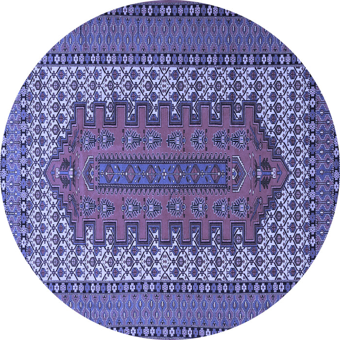 Round Machine Washable Persian Blue Traditional Rug, wshtr1489blu