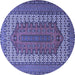 Round Machine Washable Persian Blue Traditional Rug, wshtr1489blu