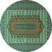 Round Machine Washable Persian Turquoise Traditional Area Rugs, wshtr1489turq