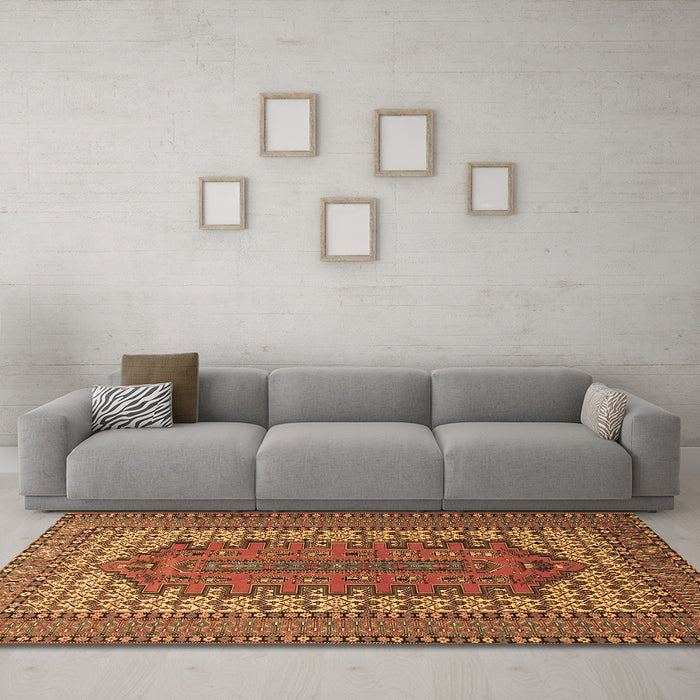 Machine Washable Persian Brown Traditional Rug in a Living Room,, wshtr1489brn