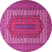 Round Machine Washable Persian Pink Traditional Rug, wshtr1489pnk