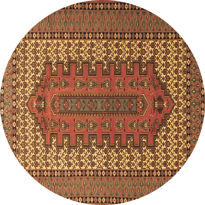 Round Persian Brown Traditional Rug, tr1489brn