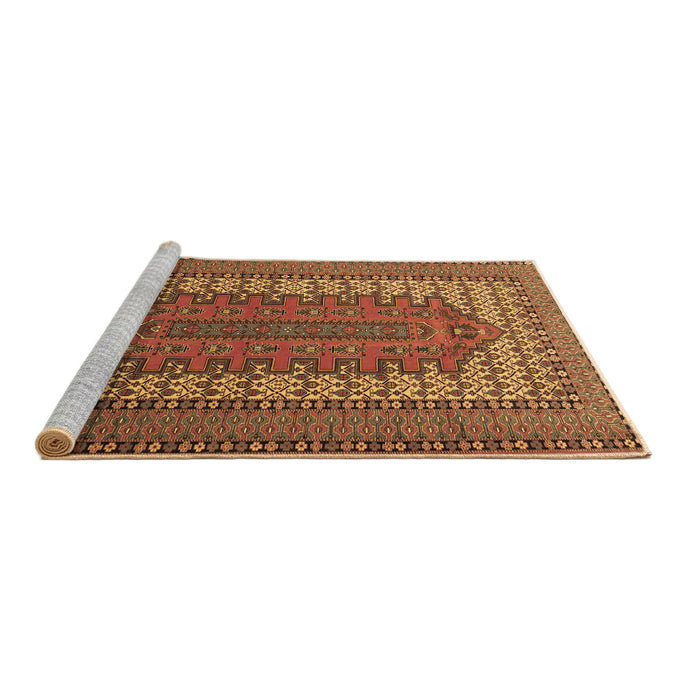 Sideview of Machine Washable Persian Brown Traditional Rug, wshtr1489brn