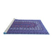 Sideview of Machine Washable Persian Blue Traditional Rug, wshtr1489blu