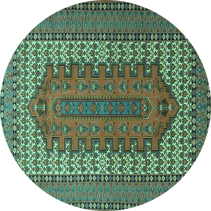 Round Persian Turquoise Traditional Rug, tr1489turq