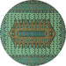Round Persian Turquoise Traditional Rug, tr1489turq