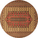 Round Machine Washable Persian Brown Traditional Rug, wshtr1489brn