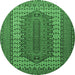 Round Persian Emerald Green Traditional Rug, tr1489emgrn