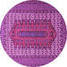 Round Machine Washable Persian Purple Traditional Area Rugs, wshtr1489pur