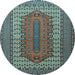 Round Persian Light Blue Traditional Rug, tr1489lblu