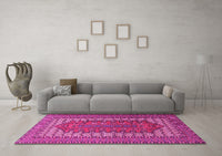 Machine Washable Persian Pink Traditional Rug, wshtr1489pnk