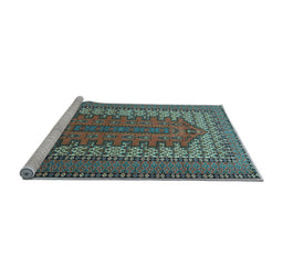 Sideview of Machine Washable Persian Light Blue Traditional Rug, wshtr1489lblu