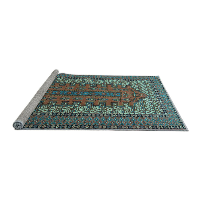 Sideview of Machine Washable Persian Light Blue Traditional Rug, wshtr1489lblu