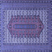 Square Machine Washable Persian Blue Traditional Rug, wshtr1489blu