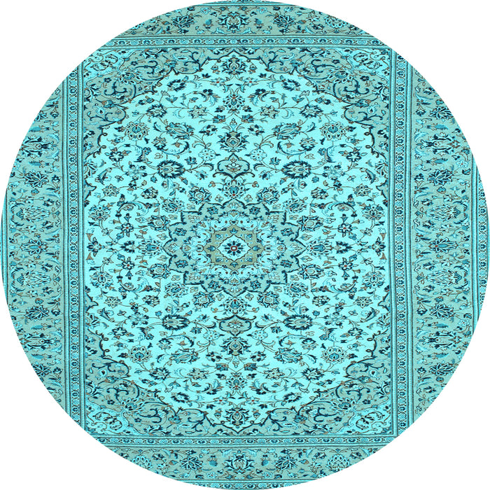 Round Medallion Light Blue Traditional Rug, tr148lblu