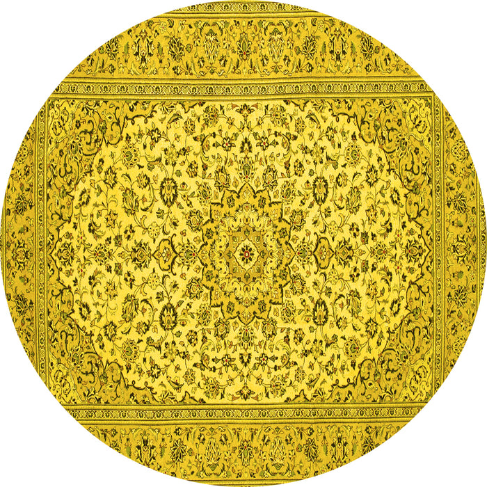 Round Medallion Yellow Traditional Rug, tr148yw