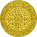 Round Medallion Yellow Traditional Rug, tr148yw