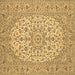 Square Machine Washable Medallion Brown Traditional Rug, wshtr148brn