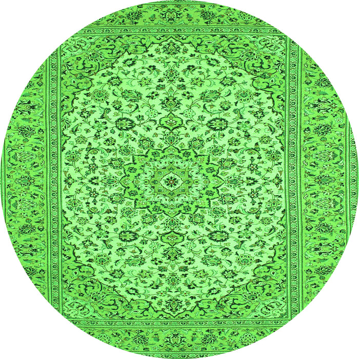 Square Medallion Green Traditional Rug, tr148grn