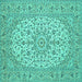 Square Medallion Turquoise Traditional Rug, tr148turq