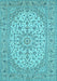 Machine Washable Medallion Light Blue Traditional Rug, wshtr148lblu