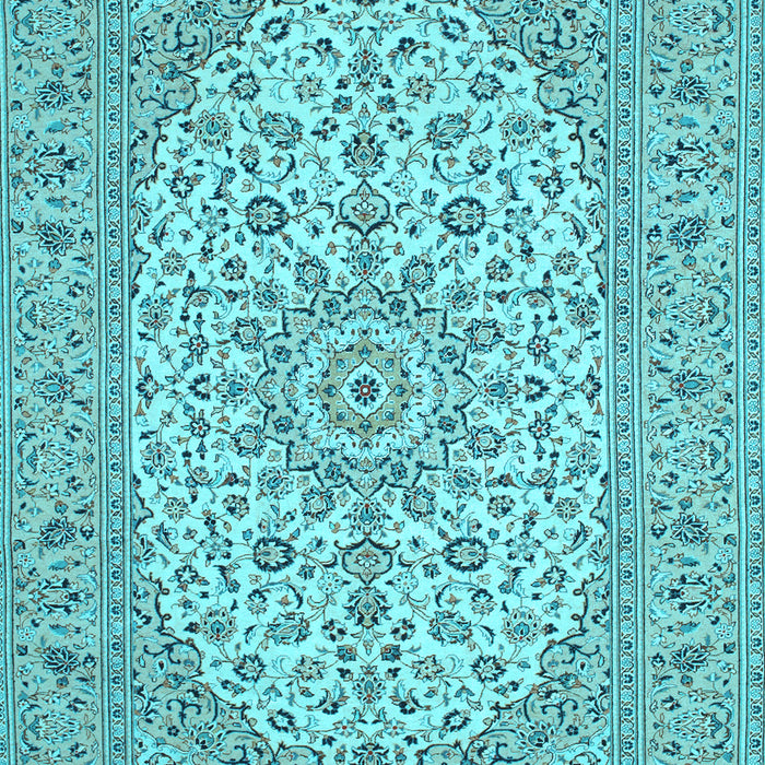 Machine Washable Medallion Light Blue Traditional Rug, wshtr148lblu